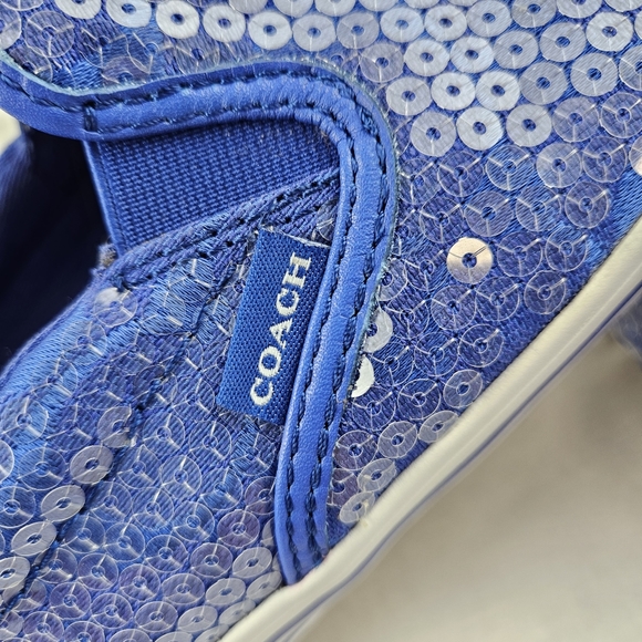 Coach blue sequin slip-on womens size 7.5 flat sneakers - Picture 9 of 16